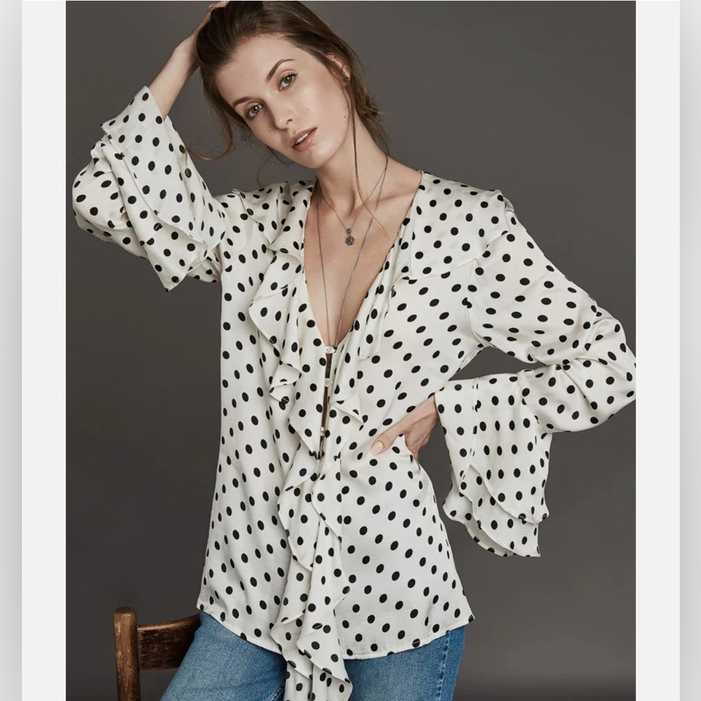NEW HARSHMAN Portia Blouse Polka Dot XS